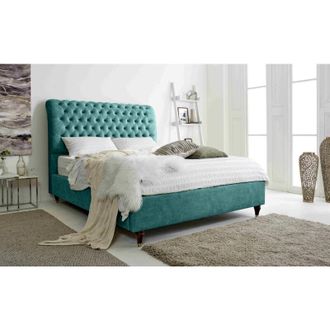 Casa Alisyn Ocean Marble Fabric Matching Buttons Single Bed Frame