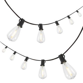Jonathan Y Designs 10-Light Indoor/Outdoor Rustic Industrial Incandescent C7 Half-Chrome Bulb String Lights in Black at Nordstrom