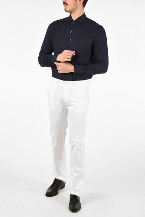 Corneliani Mens Cotton Stretch Chino White With
