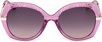 Guess Round Sunglasses in Shiny Violet /Gradient Smoke at Nordstrom Rack