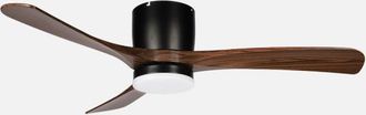 Fabrilamp Abrila - Ventilador Dc Paterna 18w 3 Aspas 6 Velocidades Led Integrado Luz Opcional Control Remoto 27x117x117 Cm Negro/roble