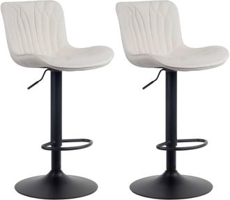 Clp Set de 2 Taburetes de bar regulable en Terciopelo Crema