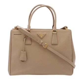 Prada Pre-owned Handbags, female, Beige, Size: ONE SIZE Pre-owned Saffiano Handbag