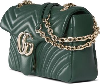 Gucci Womens Shoulder Bag Gg Marmont Green Leather Lamb