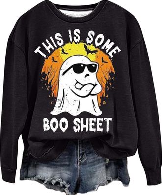 Generic My Orders Recent Orders Placed By Me Halloween Sweatshirt Costumes for Women Uk Halloween Theme Month Pullover Tops Fashion Graphic Print Long Sleeve 