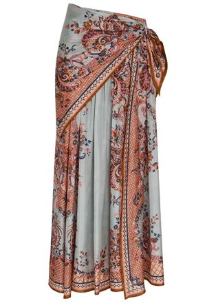 Zimmermann Aster Scarf Printed Silk Midi Skirt - Blue - 4 (UK 16 / XL)