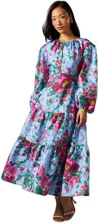 Coast Printed Jacquard Volume Dress in Blue at Nordstrom, Size 14