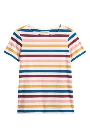 Seasalt Cornwall Sailor Stripe T-Shirt in Quad Scallion Rosehip at Nordstrom, Size 10 Us