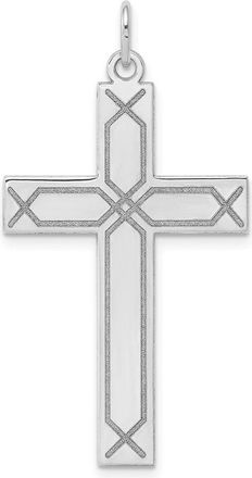 Diamond2Deal 14K White Gold Laser Designed Cross Pendant