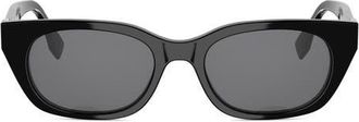 Fendi Forever Fendi 51mm Cat Eye Sunglasses in Shiny Black /Smoke at Nordstrom