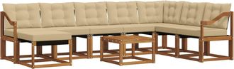 vidaXL Conjunto De Sof&aacute;s De Exterior 9 Uds. Natural Y Beige Vidaxl