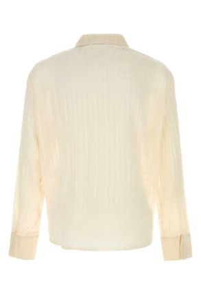 S&eacute;fr Mens Cream Cotton Ignacio Shirt Cloudwhitecheck Exterior: Camicie