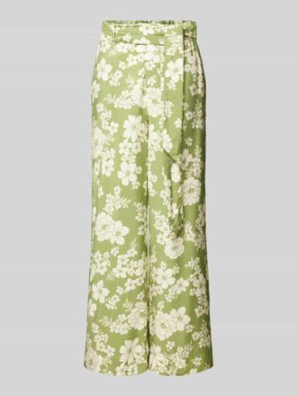 Mango Flared Stoffhose mit Bindeg&uuml;rtel Modell TROUSERS PLUMAS in Schilf, Gr&ouml;&szlig;e XS