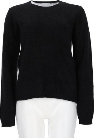 P.A.R.O.S.H. Soft-Fuzzy Black Pullover Sweater with Round Neckline
