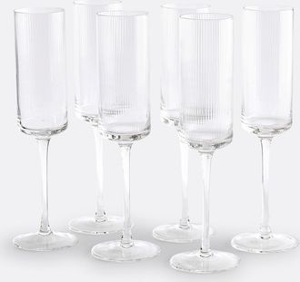 La Redoute Interieurs Set van 6 champagneglazen in geribbeld glas, Stria