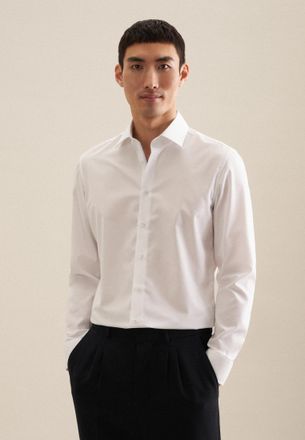 Seidensticker Businesshemd SEIDENSTICKER Slim, Herren, Gr. XS (36), normale &Auml;rmell&auml;ngen, weiss (wei&szlig;), 100% Baumwolle, unifarben, slim fit, 2-Knopf-Manschette, Hemd