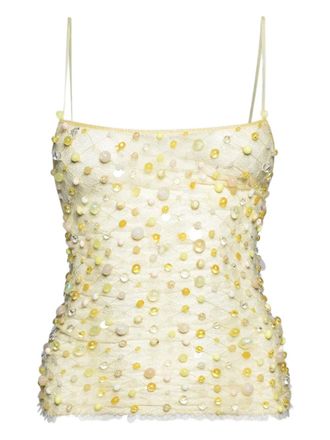 Roberta Einer Fishnet beaded top - women - Polyester - M - Neutrals