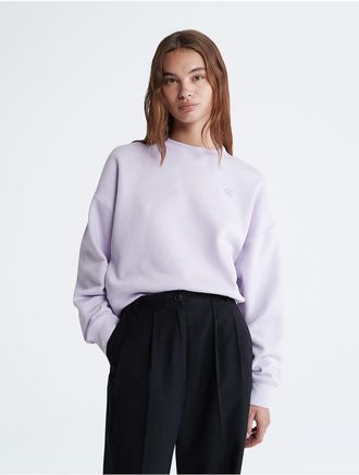Calvin Klein Womens Archive Logo Fleece Cropped Sweatshirt - Purple - XXL