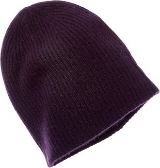 Amicale Cashmere Rib Knit Double Layer Slouchy Cashmere Hat