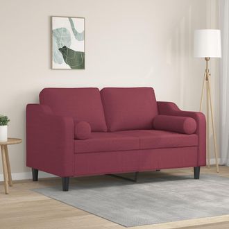 vidaXL Sof&aacute; De 2 Plazas Con Cojines Tela Rojo Tinto 120 Cm Vidaxl