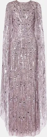 Jenny Packham Elio embellished caped gown