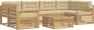 vidaXL Conjunto De Sof&aacute;s De Exterior 7 Uds. Y Beige Poli&eacute;ster Vidaxl