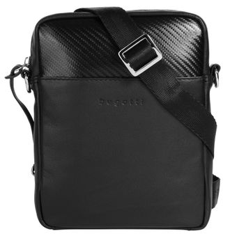 Bugatti Umh&auml;ngetasche BUGATTI COMET BAGS, Damen, Gr. B/H/T: 15cm x 20cm x 4cm onesize, schwarz, Leder, leicht gl&auml;nzend, unifarben, Taschen Umh&auml;ngetasche, echt