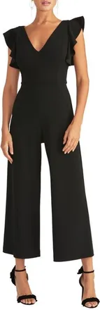 Rachel Roy Kate Ruffle Sleeve V-Neck Jumpsuit in Black at Nordstrom, Size Xx-Large