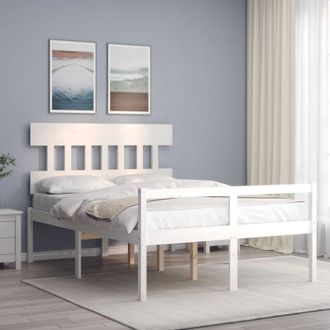 vidaXL Cama Para Personas Mayores Con Cabecero Madera Maciza Blanco Vidaxl