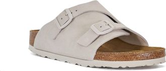 Dune London Womens Birkenstock Ladies Zurich Slide - Double Buckle Suede Mules - White - Size UK 8