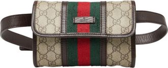 Gucci Sherry Line Beige Multi-Color Pvc Leather Sling Bag (Pre-Owned)