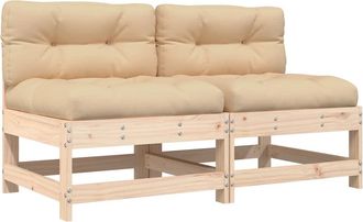 vidaXL Vidaxl - Sof&aacute;s Centrales Con Cojines 2 Uds Madera Maciza De Pino
