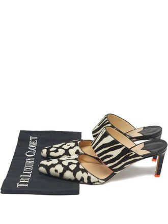 Jimmy Choo London zebra-detailed mules - White
