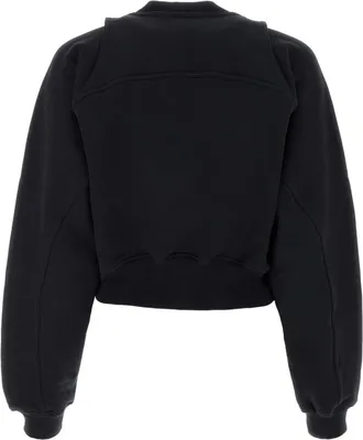 Off-white Womens Logo-Embroidered Cotton Sweatshirt Black Sweater