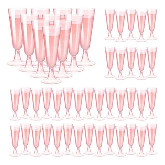 OEM Vaso De Champagne - 150 Ml - Pl&aacute;stico Reciclado Pet - Rosa - Para Fiestas Y Bodas - 50 Unidades