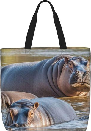 Generic Hippos Women Handbag Handle Tote Bag Waterproof Handbags For Camping College Daily Use