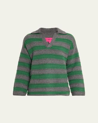 The Elder Statesman Mens Dume Stripe Cashmere Rugby Shirt