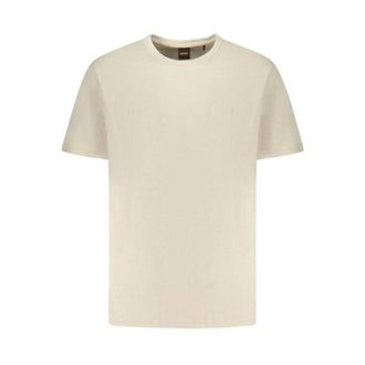 HUGO BOSS Hugo, T-Shirts, male, Beige, Size: 3XL Cotton Crew Neck Short Sleeve T-Shirt