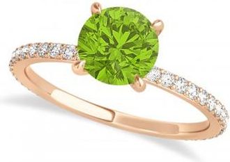 Allurez Round Peridot & Diamond Hidden Halo Engagement Ring 14k Rose Gold (1.68ct)