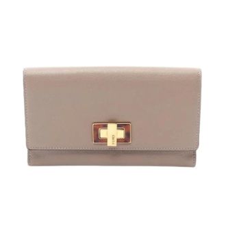 Fendi Pre-owned Wallets, female, Beige, Size: ONE SIZE Pre-owned Peekaboo Selleria Long Wallet