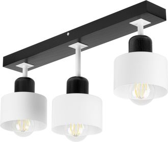 OEM L&aacute;mpara De Techo Negra De Madera Y Metal De Estilo Escandinavo, 3xe27, Iluminaci&oacute;n Led Moderna Para Sal&oacute;n, Cocina, Dormitorio, Habitaci&oacute;n Infantil, Lo