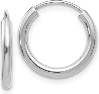 Diamond2Deal 10k White Gold Round Endless Hoop Earrings 0.61g