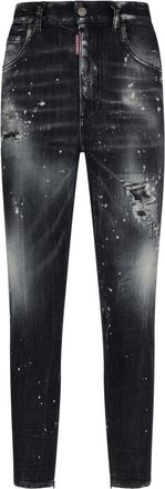 Dsquared2 distressed tapered jeans - women - Polyester/Spandex/Elastane/Cotton/Polyester/Cotton - 34 - Black