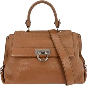 Ferragamo Pre-owned Handbags, female, Brown, Size: ONE SIZE Pre-owned Leather Handbag