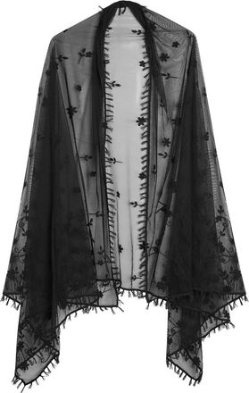 Toteme Floral-embroidered Tulle Shawl - Black - One Size