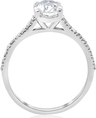 Pompeii3 1.20Ct Oval Diamond Engagement Ring with Side Stones 14k White Gold lab Grown