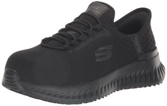 Skechers Womens Industrial Shoes Hands-Free Tilido Ombray Non-Slip Comp Toe, Black/White, 3.5 UK