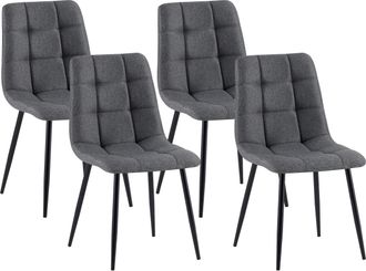 Clp Clp - Lote De 4 Sillas De Comedor Antibes Tela Gris Oscuro