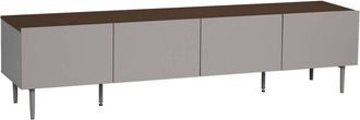 Sweeek TV stand metal with wood decor 4 doors 180 cm grey and walnut - Ashton