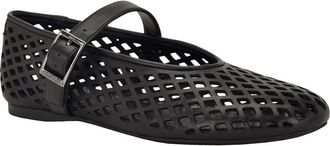 Calvin Klein Lauria Mary Jane Flat in Black Leather at Nordstrom, Size 5.5